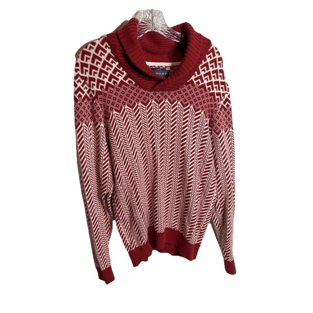 Vintage 70s AMERICAN RAG Shawl-Collar Cotton Sweater Long-Sleeve Pullover